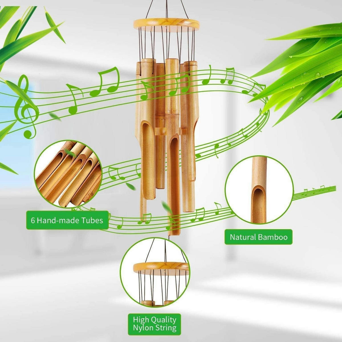 WINDSPIEL Bambus 81 cm - Braun, Naturmaterialien (12.7/12.7/81cm)