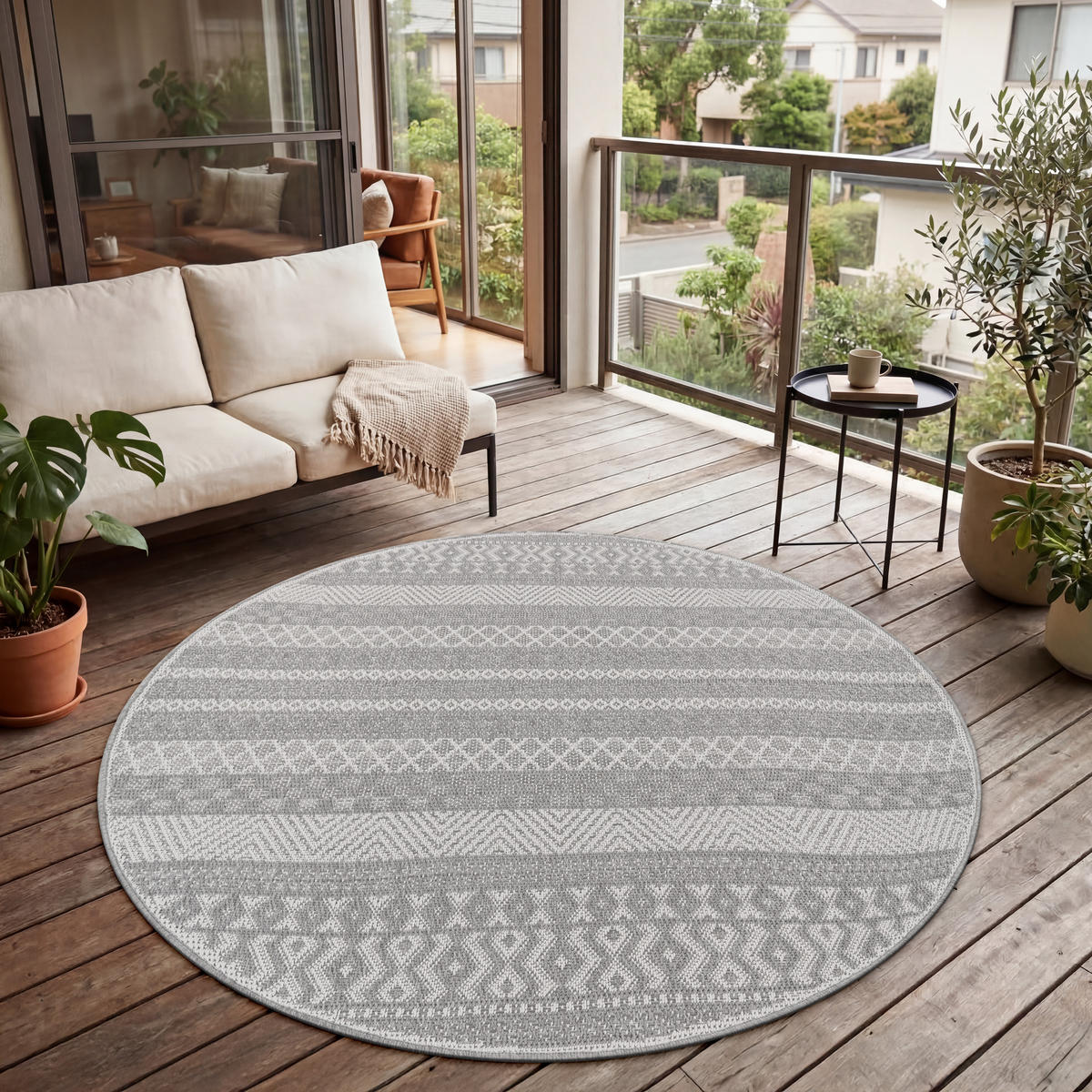 OUTDOORTEPPICH 160/160 cm Vermont 183 - Hellgrau, Textil (160/160cm) - Paco Home