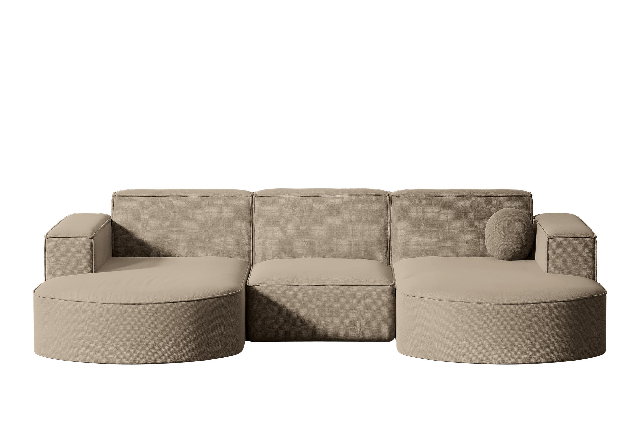 GARTENECKSOFA U-Form Garten Modena Studio Sofa-U Patio Beige - Beige, Holz/Textil (165/78/299cm) - Kaiser Möbel