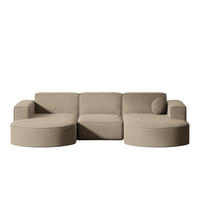 GARTENECKSOFA U-Form Garten Modena Studio Sofa-U Patio Beige - Beige, Holz/Textil (165/78/299cm) - Kaiser Möbel