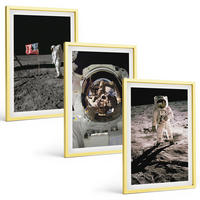 BILDER SET 3er Set - 40x60 cm Goldrahmen - NASA-Mondlandung - Goldfarben, Kunststoff (40/60cm) - TULUP