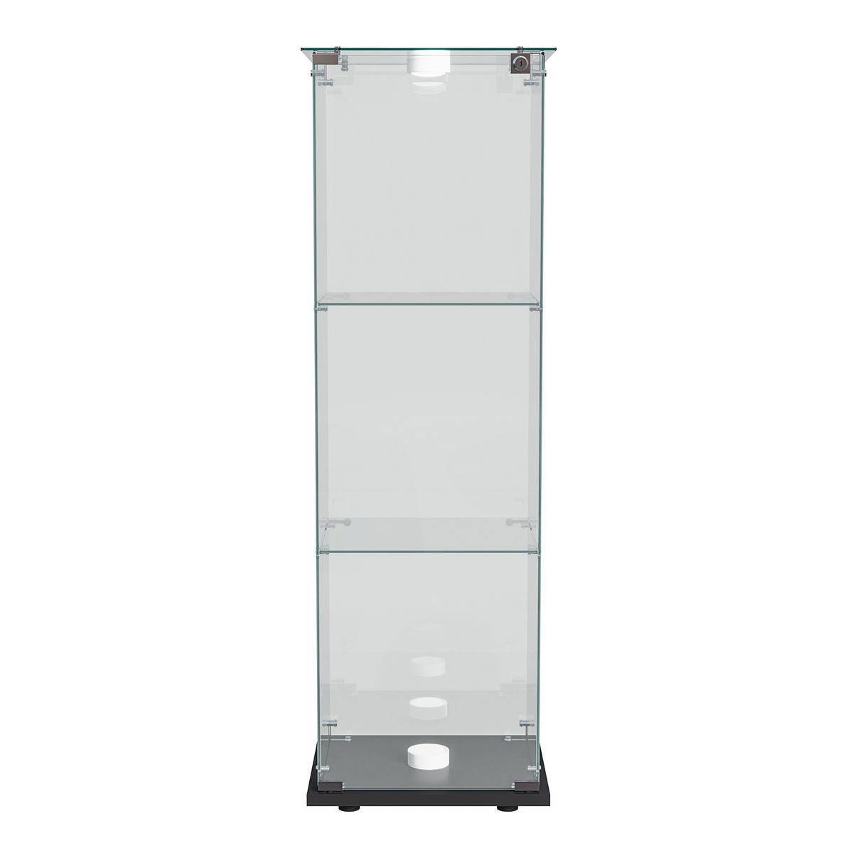 LED-VITRINE, 3-stufig, abschließbar, Schwarzrahmen - Schwarz, Glas (39.8/123.3/35cm) - Joyfair