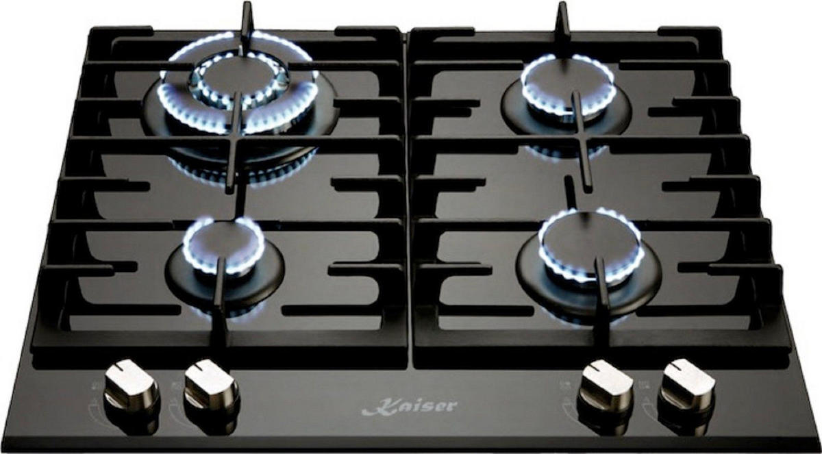 BACKOFEN-SET Einbau-Backofen 60 cm EH 6339+KCG 6380 Gas-Kochfeld 60 cm - Silberfarben, Metall (59.4/59.4/57.5cm) - Kaiser Küchengeräte