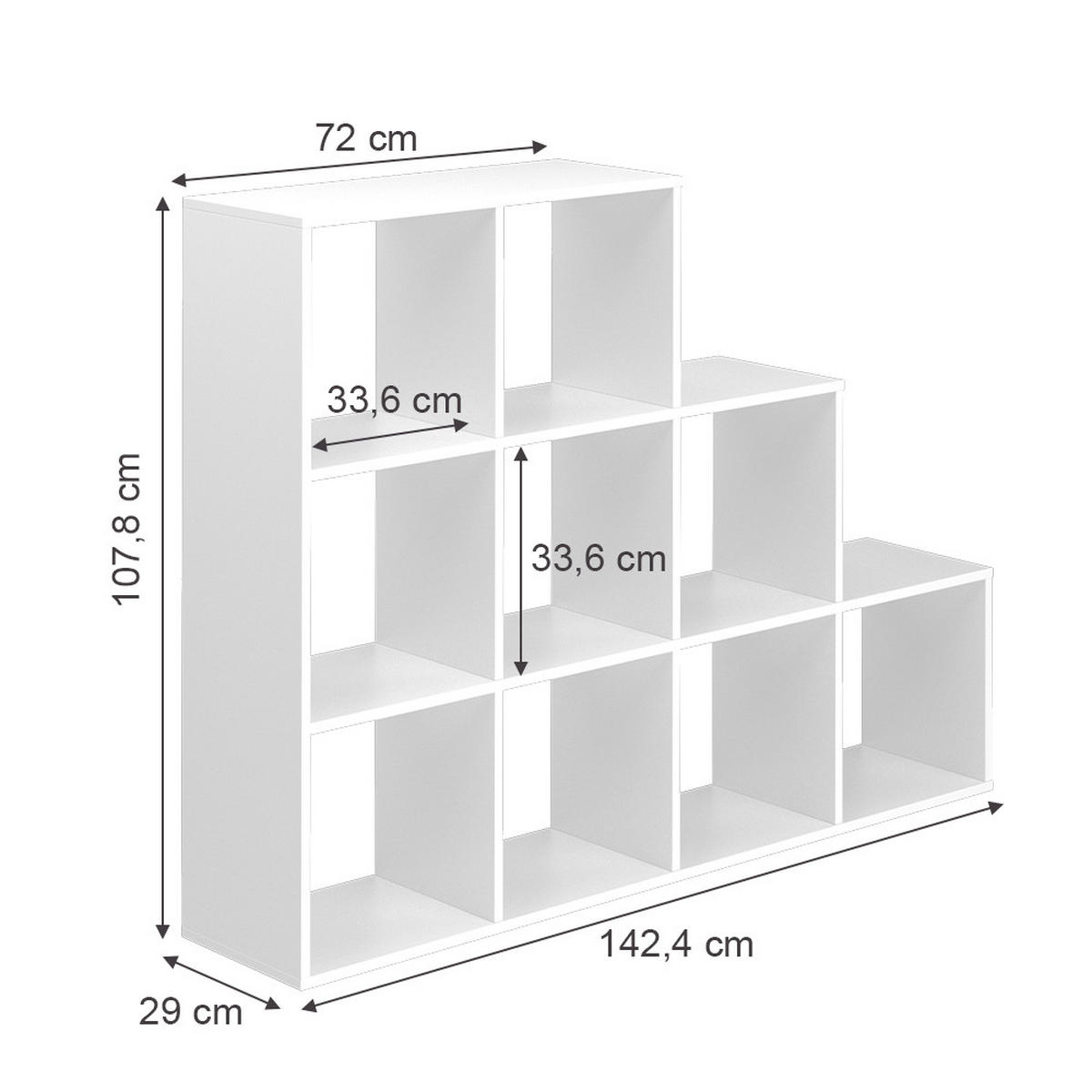TREPPENREGAL Weiß 142.4 x 107.8 cm - Weiß, Holzwerkstoff (142.4/107.8/29cm) - Vicco
