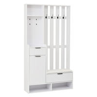 SCHUHSCHRANK aus Spanplatte 100x30x180cm in Weiß mit 8 Haken & Sitzkissen - Weiß, Holzwerkstoff (100/180/30cm) - Modfu