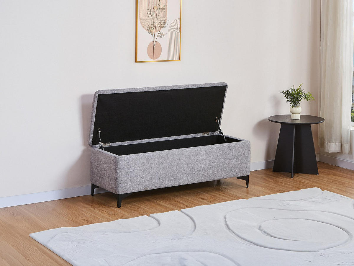 SITZBANK - 120 cm x 45 cm - Stoff - Grau - SABILO - Grau, Textil (120/44/45cm) - Vente-Unique