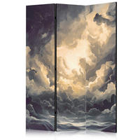 PARAVENT Akustik 3-tlg 135x172 cm Wolkenhimmel mit 3D Effekt - Multicolor, Holz/Textil (135/172/3cm) - Muralo