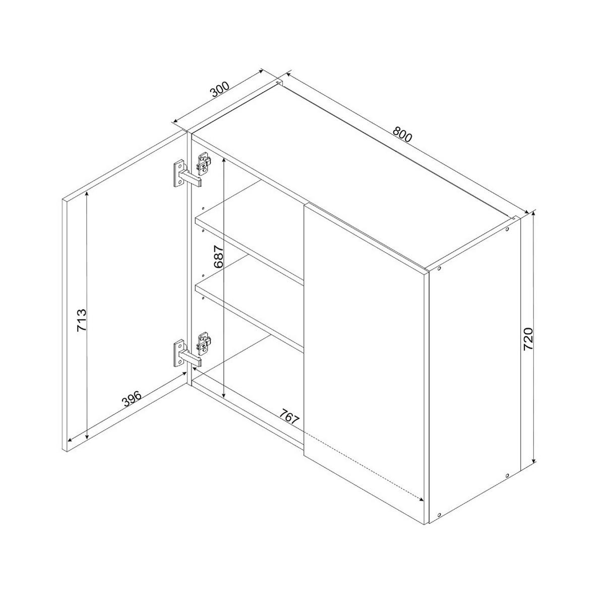 HÄNGESCHRANK - W80 ( S2100/79 ) - KATE - Stilvolle Wandlösung - Weiß, Holz/Metall (80/72/30cm) - ROYAL24_MARKT