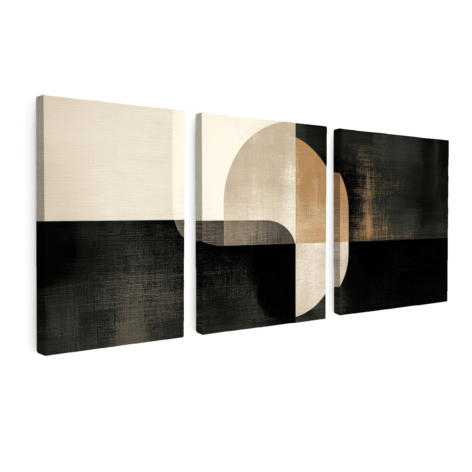 MuchoWow OBRAZ NA PLÁTNĚ 3dílná sada Tvary - abstraktní - zlaté 90x40 cm