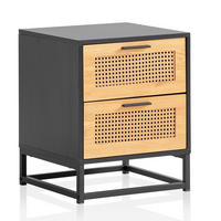 NACHTTISCH – Schwarz/Wiener Geflecht, 45x45x56 cm, Schubladen, zeitlos - Schwarz, Holzwerkstoff/Metall (45/55/45cm) - KADIMA DESIGN