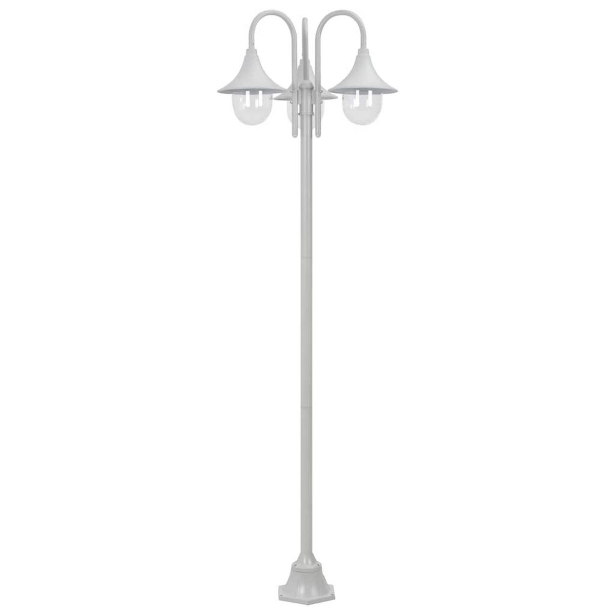 GARTEN-POLLERLEUCHTE E27 220 Cm Aluminium 3-Laterne Weiss - Weiß, Metall (63/63/220cm) - vidaXL