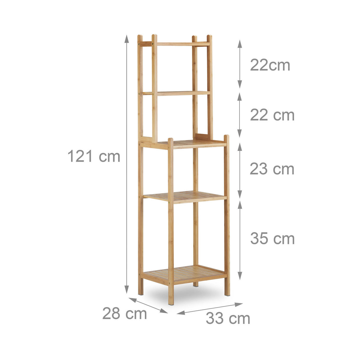 BADREGAL - Hellbraun, Holz (33/121/28cm) - Relaxdays
