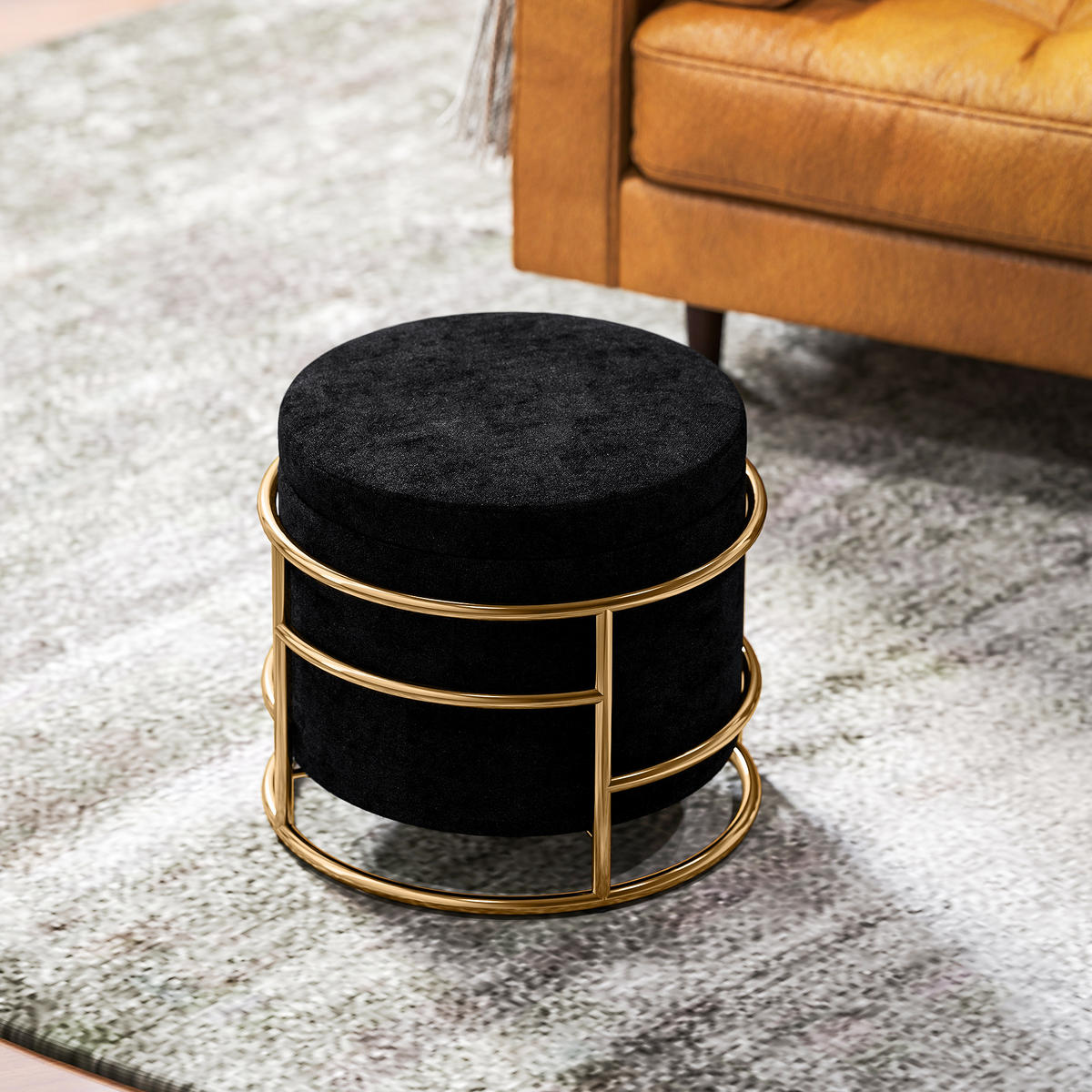 SITZHOCKER mit Stauraum, Kleiner Hocker mit Deckel für Wohnzimmer Schlafzimmer - Schwarz, Kunststoff (42/39/42cm) - HOMCOM