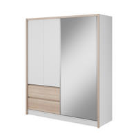 SCHWEBETÜRENSCHRANK SABRINA 184/214/62 cm 3-türig mit Spiegel Weiß - Weiß/Sonoma Eiche, Holzwerkstoff (184/214/62cm) - MASSENO