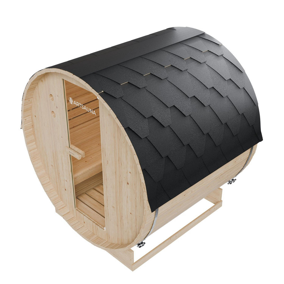 FASSSAUNA Spitzbergen 180 cm mit 6 kW Saunaofen (4 Personen) - Naturfarben, Holz (191/193/180cm) - Artsauna