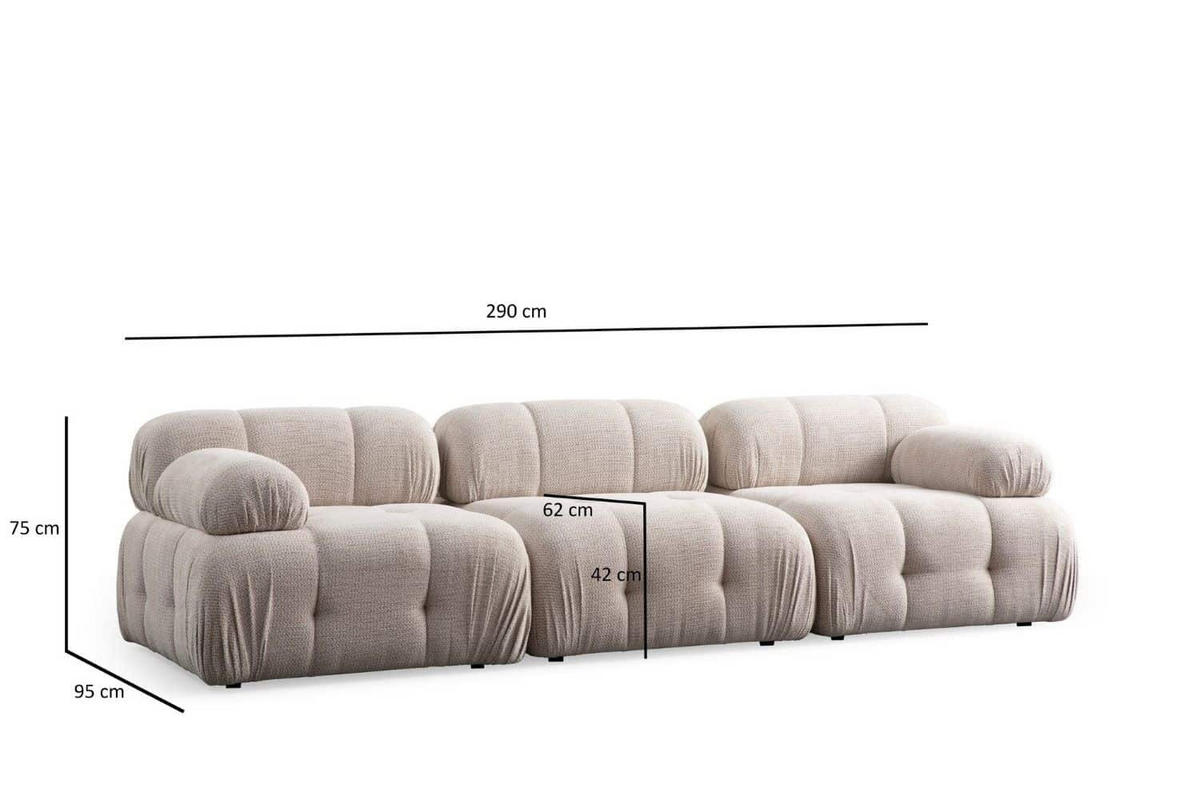 ECKSOFA inklusive Hocker - Beige/Creme, Holz/Kunststoff (290/160cm) - myHomelando