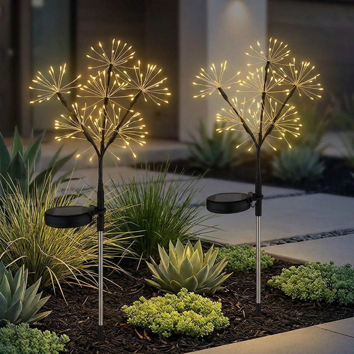 LED INNEN-SOLARLEUCHTE Klar Matt 2er Set - Klar, Metall (25/25/60cm) - Globo Lighting