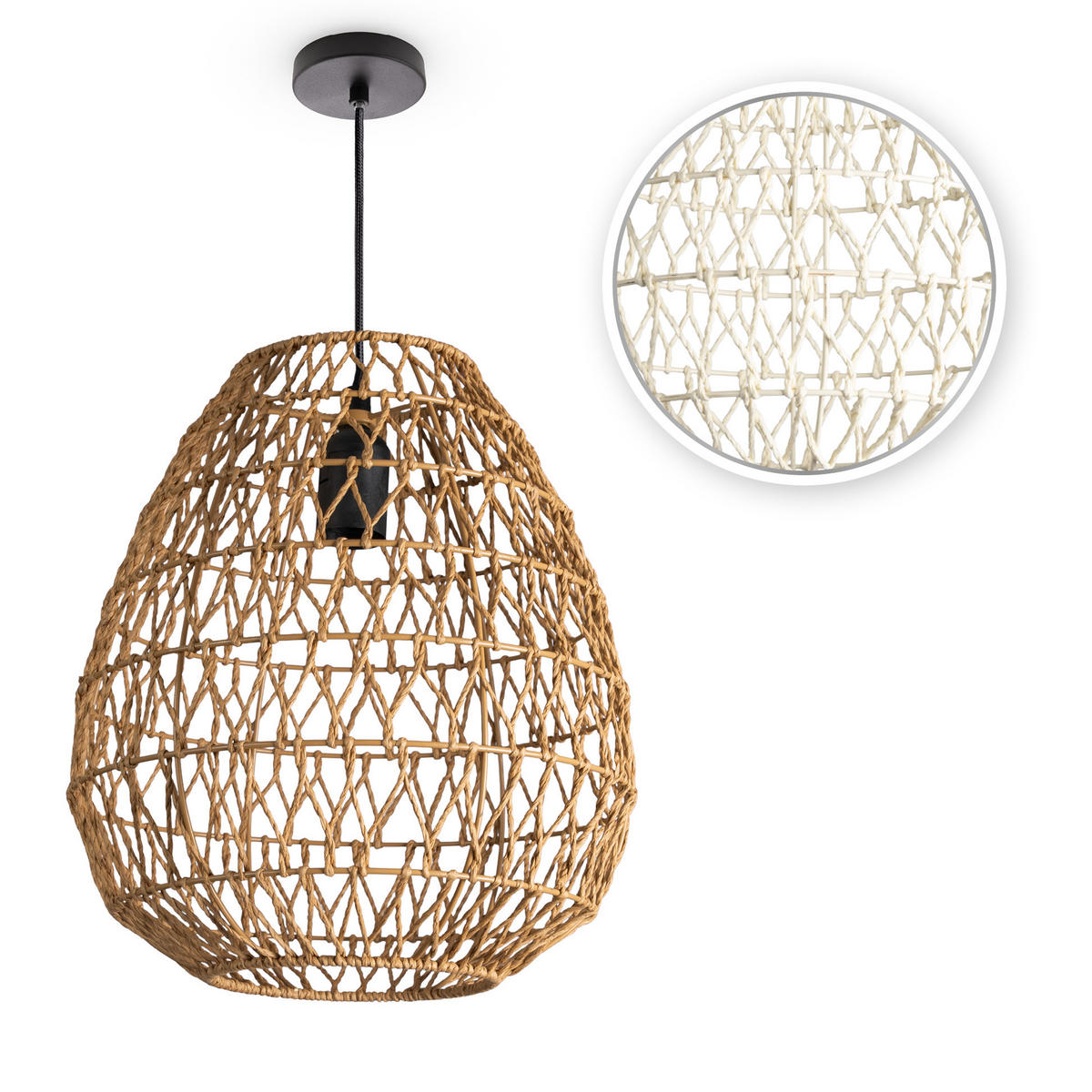 PENDELLEUCHTE Kageeg - Beige/Schwarz, Metall (30/30/33cm) - Paco Home