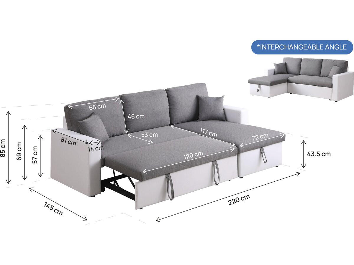 ECKSOFA alain Grau - Grau, Textil (145/221cm) - Habitat Garten