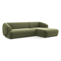 ECKSOFA Rechts Samt Stoff Grün - Schwarz/Olivgrün, Kunststoff/Textil (280/156cm) - Makamii