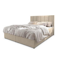 BOXBETT MERIL 180x200 cm mit Matratze und Topper - Beige - Beige, Holz (180/200cm) - MASSENO