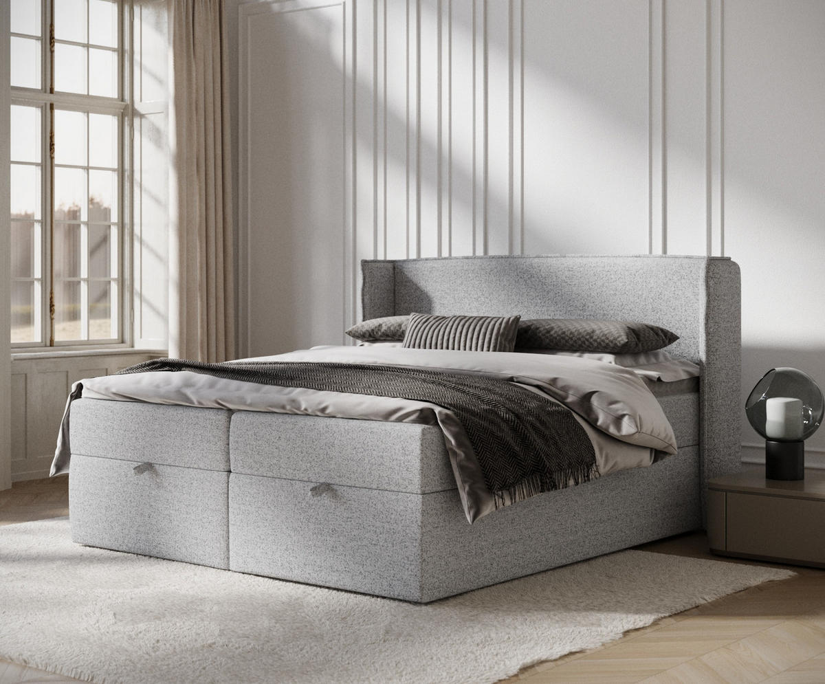 BOXBETT Passion Grau 140/200 cm - Schwarz/Grau, Kunststoff/Textil (140/200cm) - Maison de Reve