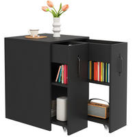 SIDEBOARD 52/50/75 cm Schwarz aus Spanplatte mit Rollen - Schwarz, Holzwerkstoff (50/75/52cm) - OKMYHOME