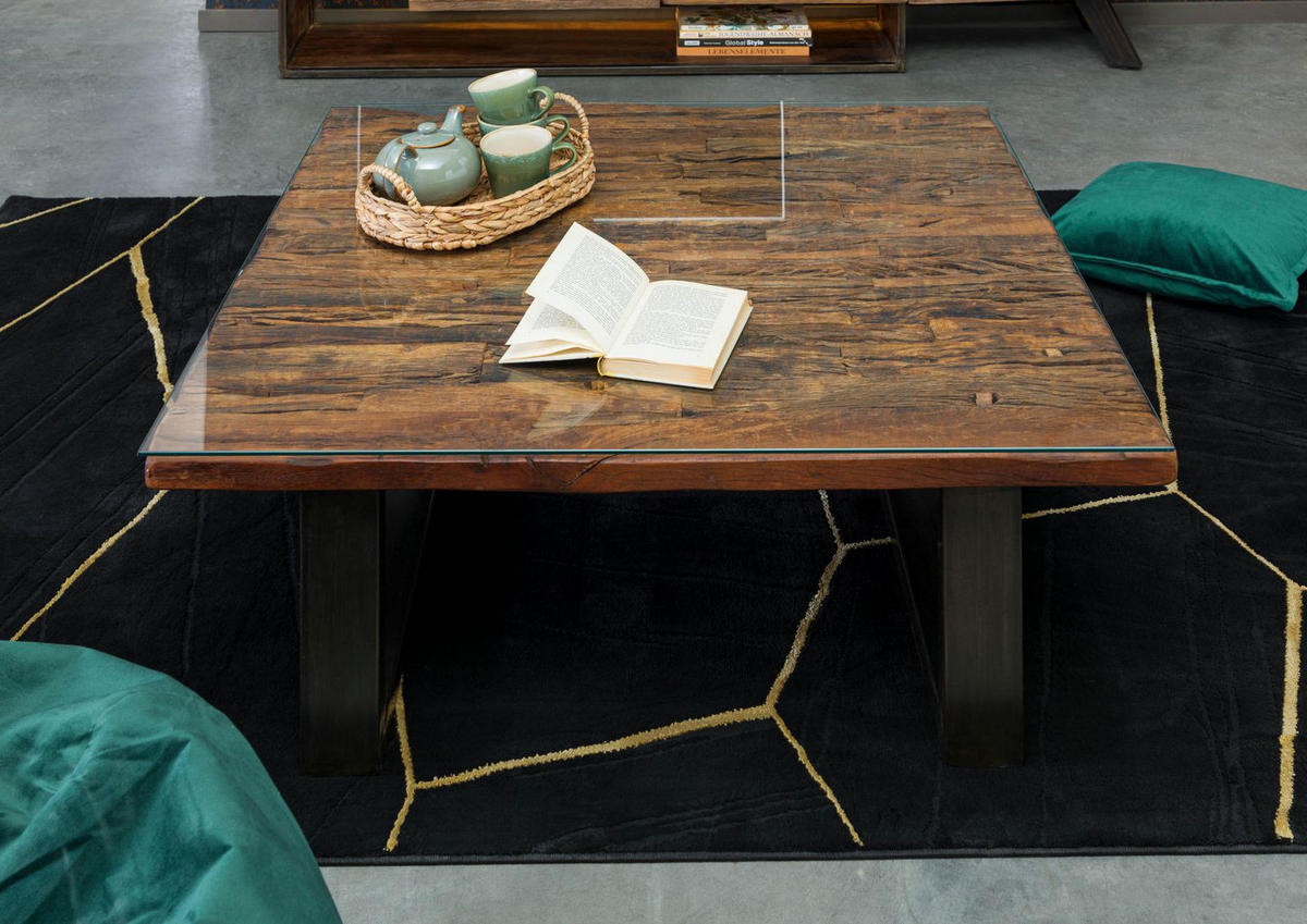 COUCHTISCH Altholz 100x100x42 braun lackiert SEVILLA #28 - Braun, Holz (100/100/42cm) - Massivmoebel24