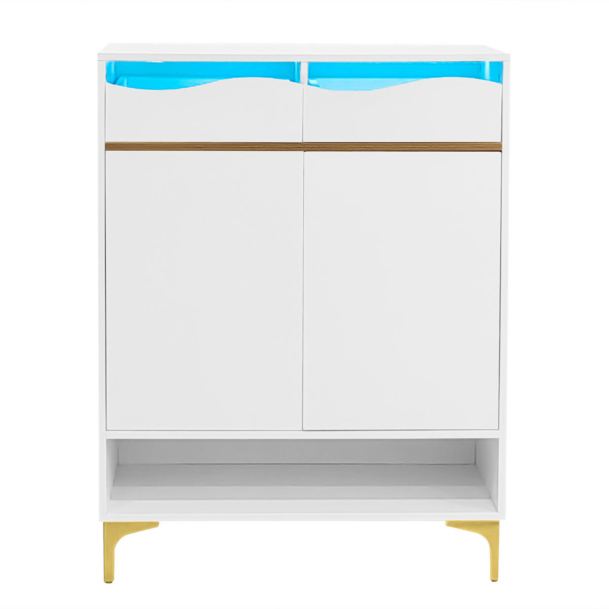 SCHUHSCHRANK aus MDF & Spanplatte 80x35x105cm in Weiß mit LED-Beleuchtung - Weiß, Holzwerkstoff (80/105/35cm) - Modfu