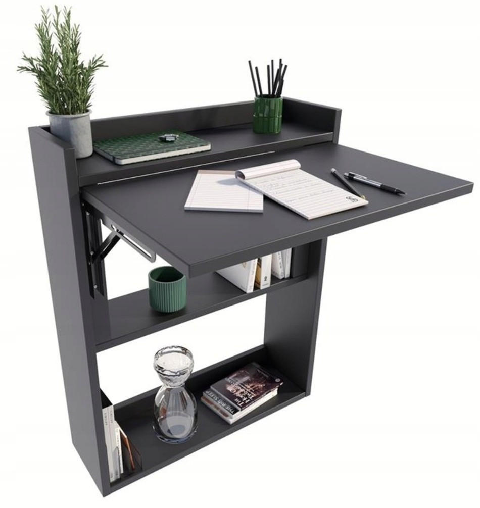 SCHREIBTISCH Klappbarer Wandregal Schwarz 70/20/85 cm - Schwarz, Holzwerkstoff (20/70/85cm) - Matkam Möbel