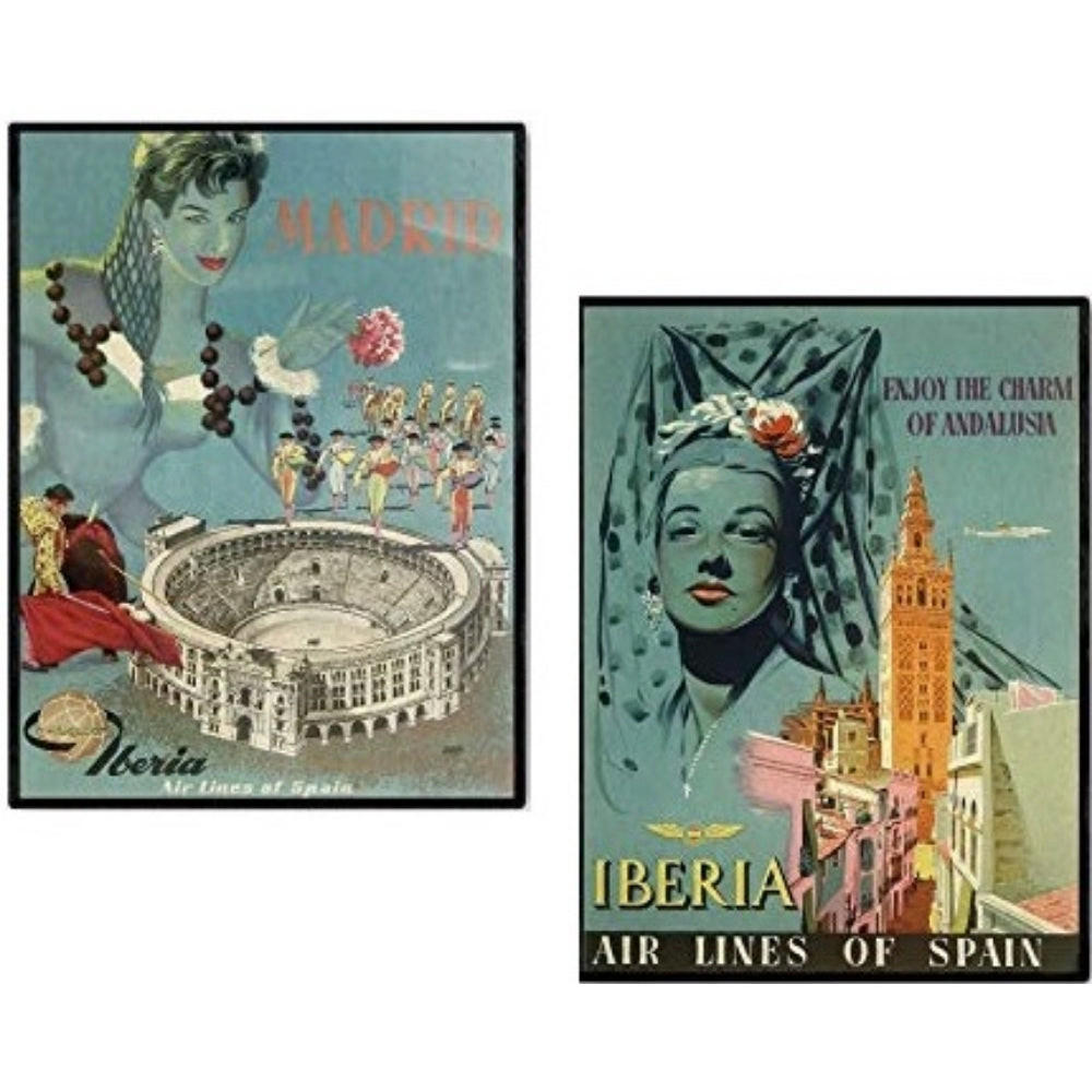 POSTER Set Mit 2 Vintage Spain Zwei Blätter A4 Rahmenlos - Klar, Papier (29.7/5/21cm) - Nacnic