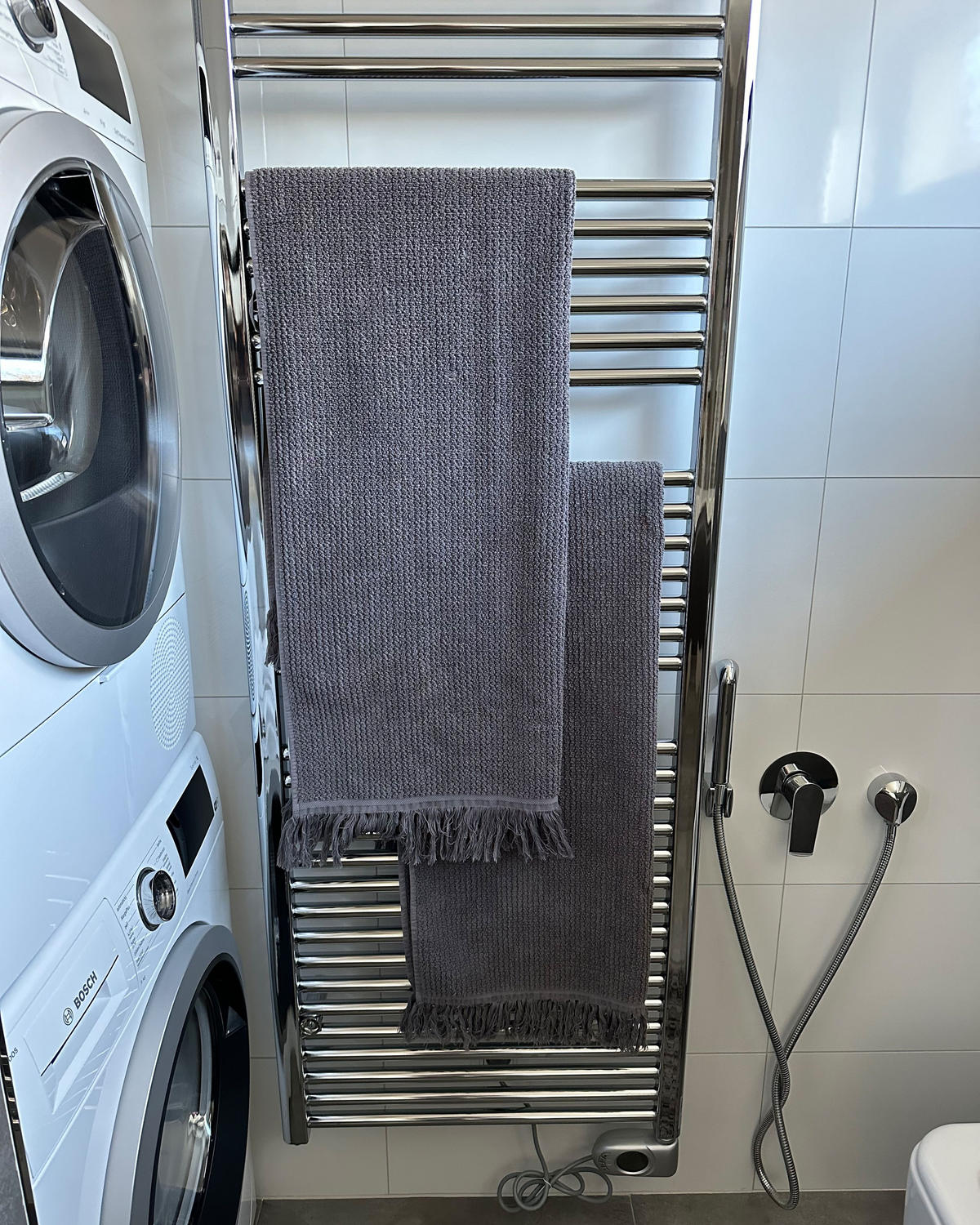 PROSOP DE BAIE 2 piese gri Atiu - gri, material textil (100/150cm) - Beliani