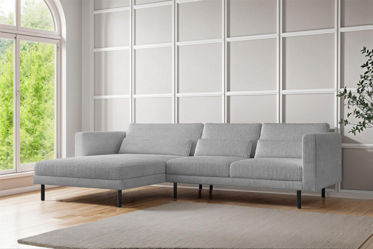 ECKSOFA Agada In Poso - Hellgrau, Holzwerkstoff/Textil (281/174cm) - Fun Möbel