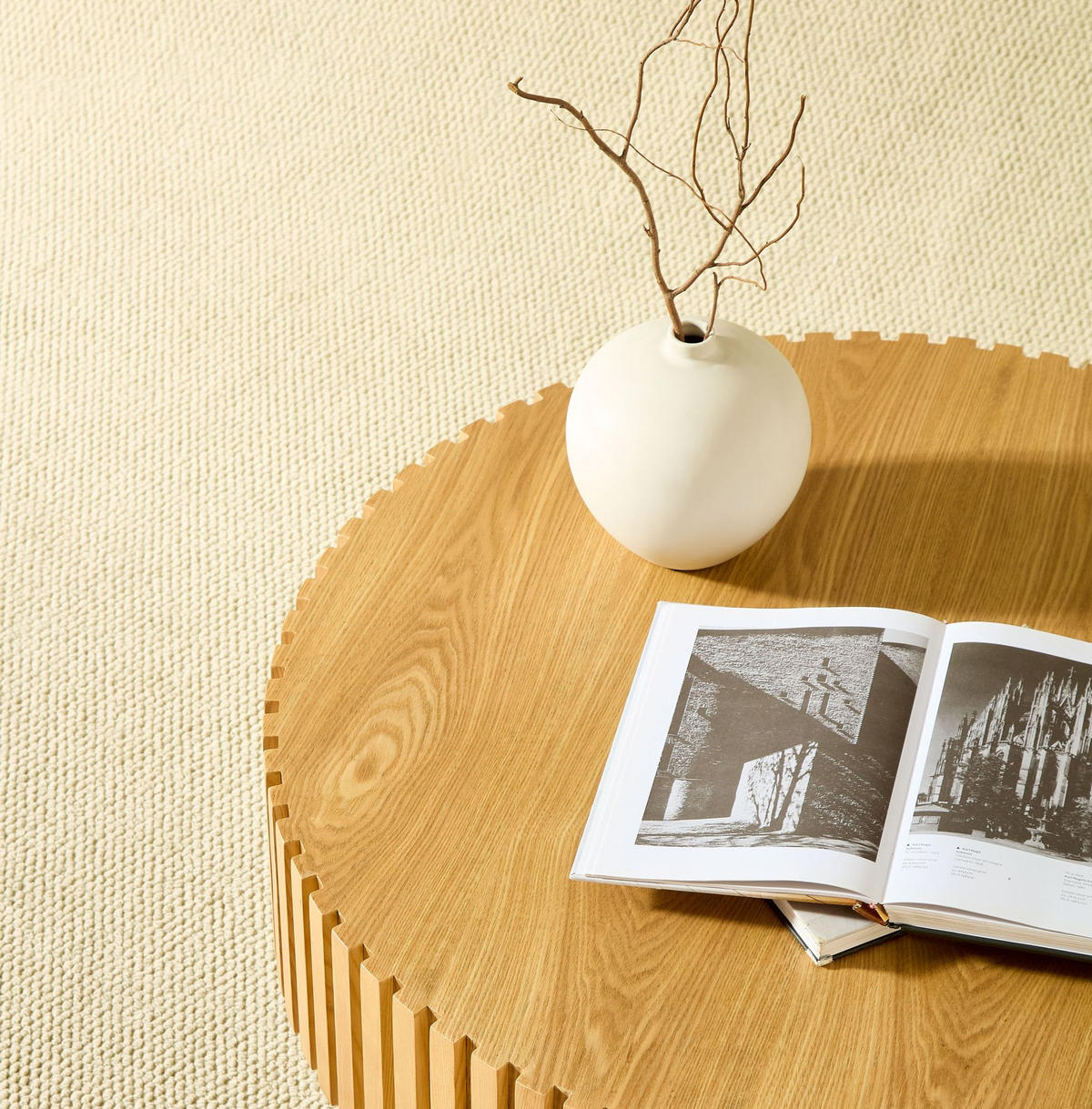 COUCHTISCH 80/80/35 cm natur aus MDF mit Massivholz-Kante und umlaufender Rille - Naturfarben, Holzwerkstoff (80/80/35cm) - OKWISH