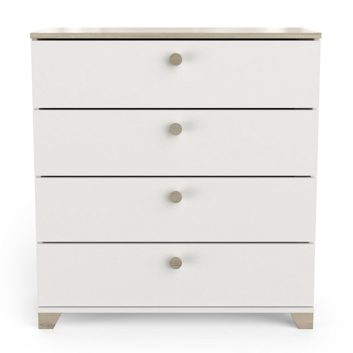 KOMMODE mit 4 Schubladen, Dekor Eiche Kronberg und Weiß - L79,7 cm - Eschefarben, Holzwerkstoff (41.9/85.1/79.7cm) - Calicosy