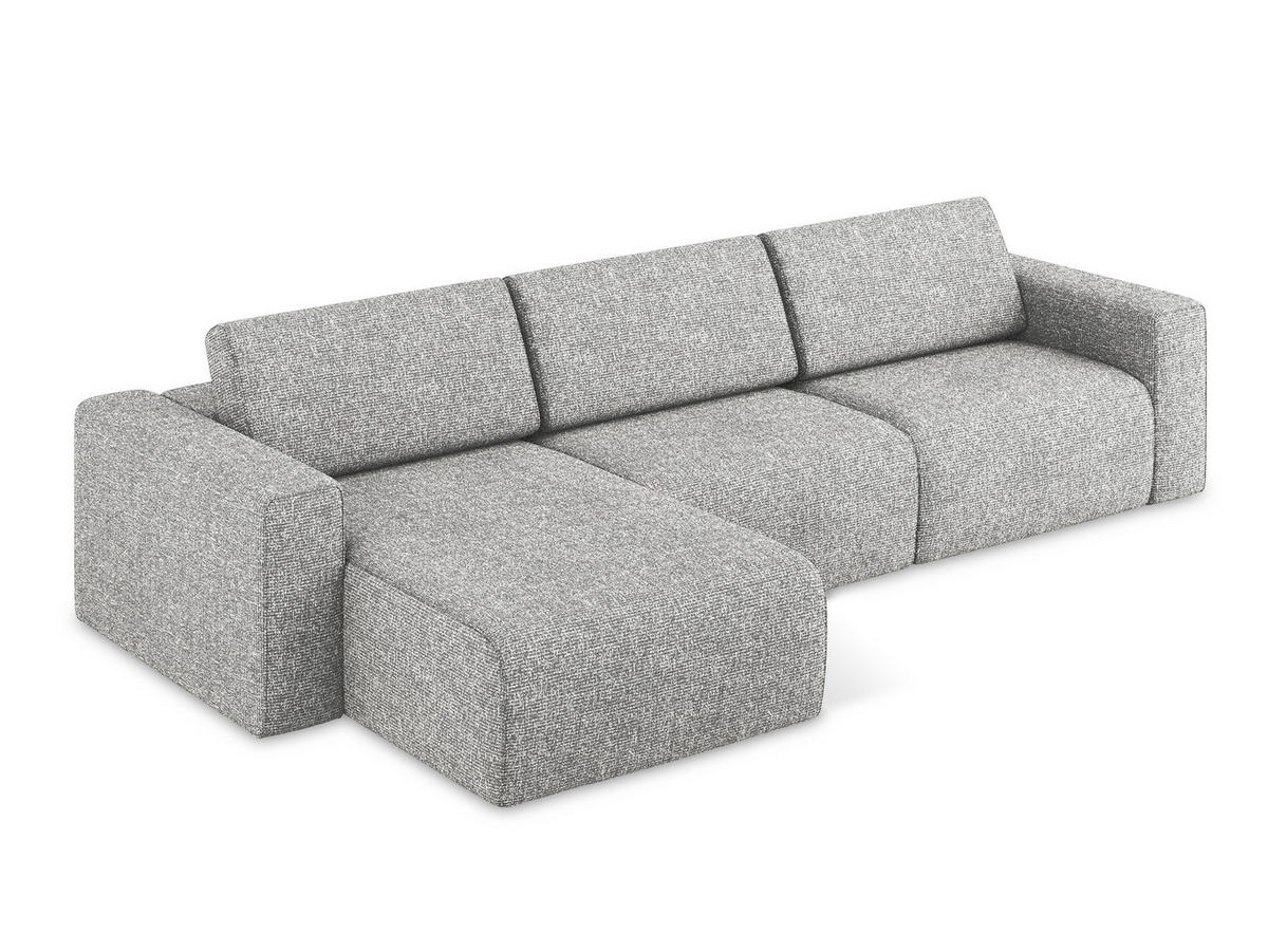 ECKSOFA Links Strukturstoff Stoff Grau - Beige/Silberfarben, Kunststoff/Textil (167/314cm) - Makamii