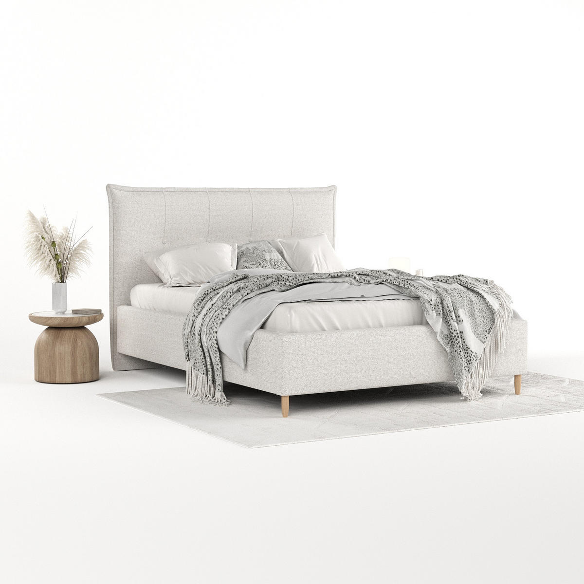 POLSTERBETT Plaza 180/200 cm Hellbeige im Riva Stoff - Beige/Naturfarben, Holz/Holzwerkstoff (180/200cm) - AltaBeds