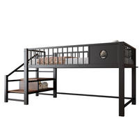 VISOKI krevet 90/200 cm s pohrambenim stubištem, stabilnim metalnim okvirom i prostorom za pohranu, Crna - crna, metal (90/200cm) - Redom