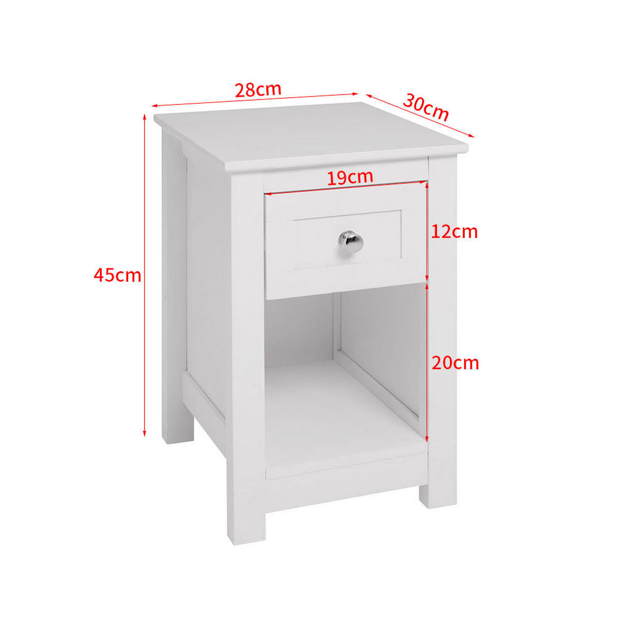 NACHTTISCH 28/30/45 cm Schublade Fach MDF Weiß - Weiß, Holzwerkstoff (28/45/30cm) - Livingandhome