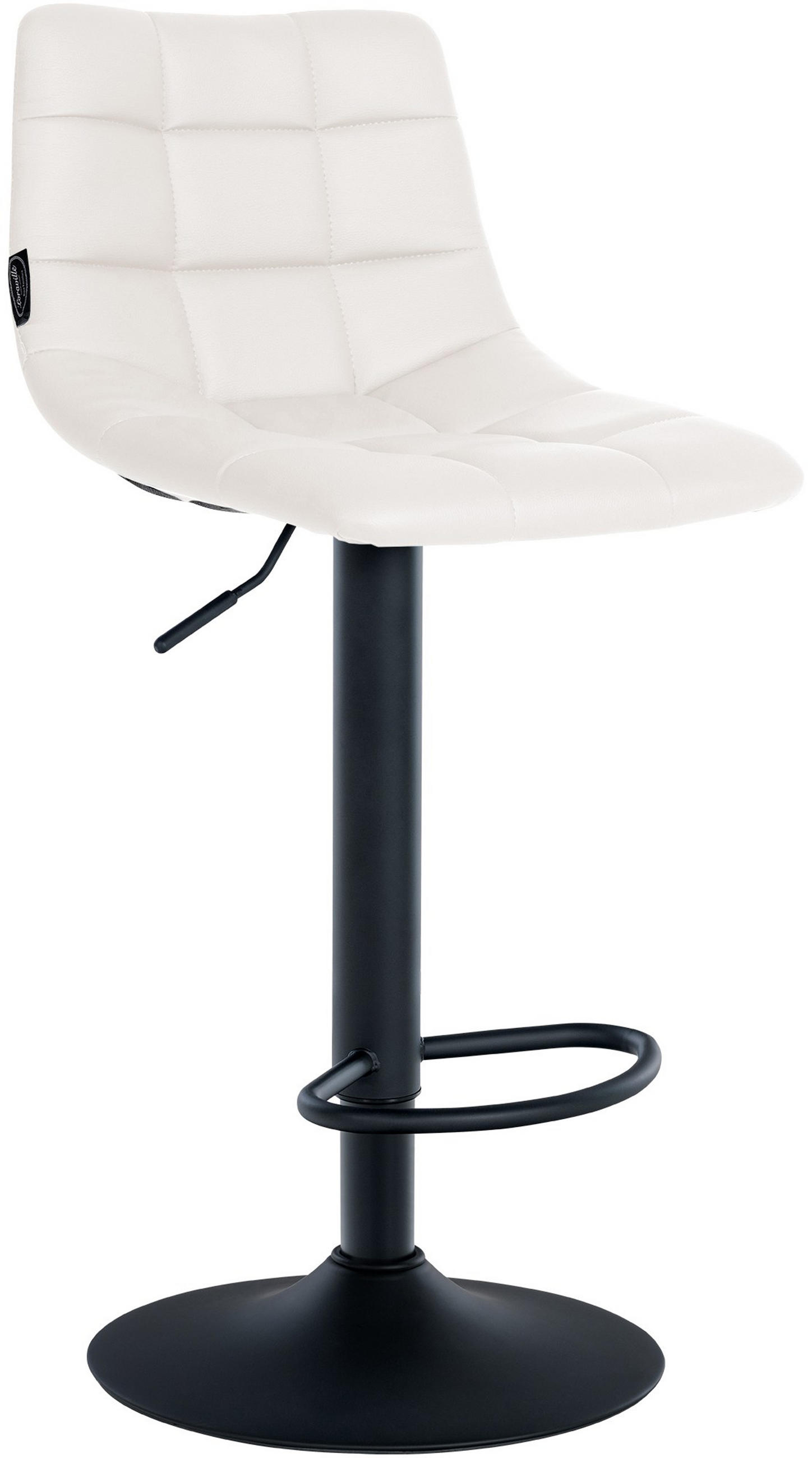 BARHOCKER James Kunstleder schwarz weiß - Schwarz/Weiß, Kunststoff/Metall (43/108.5/46.5cm) - TPFLiving