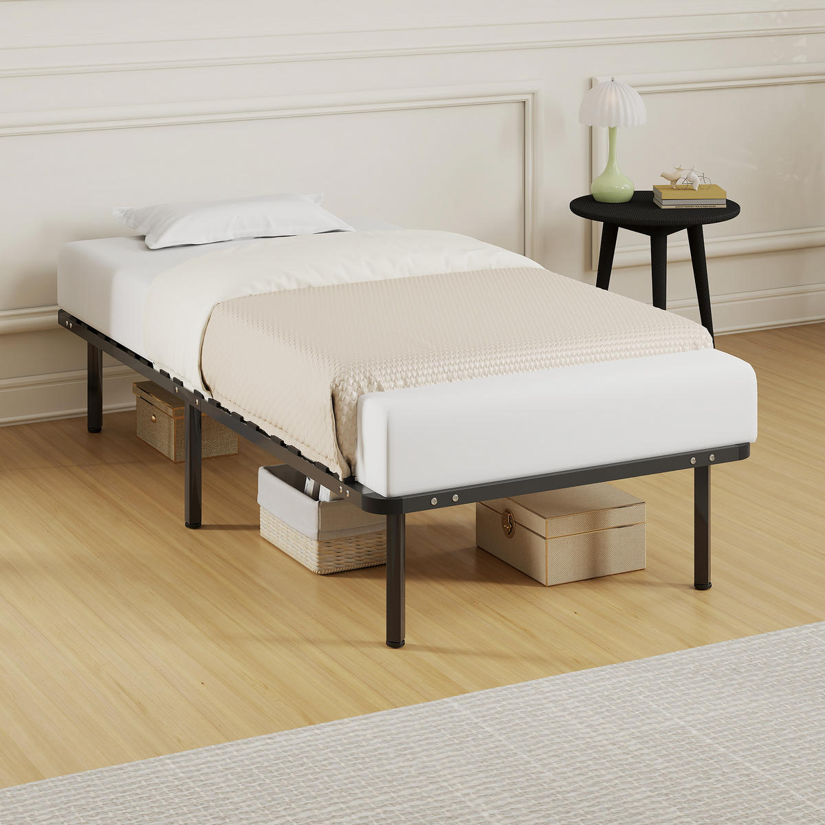 BETT Schwarz 90/190/33 cm - Schwarz, Metall - PANGIVO