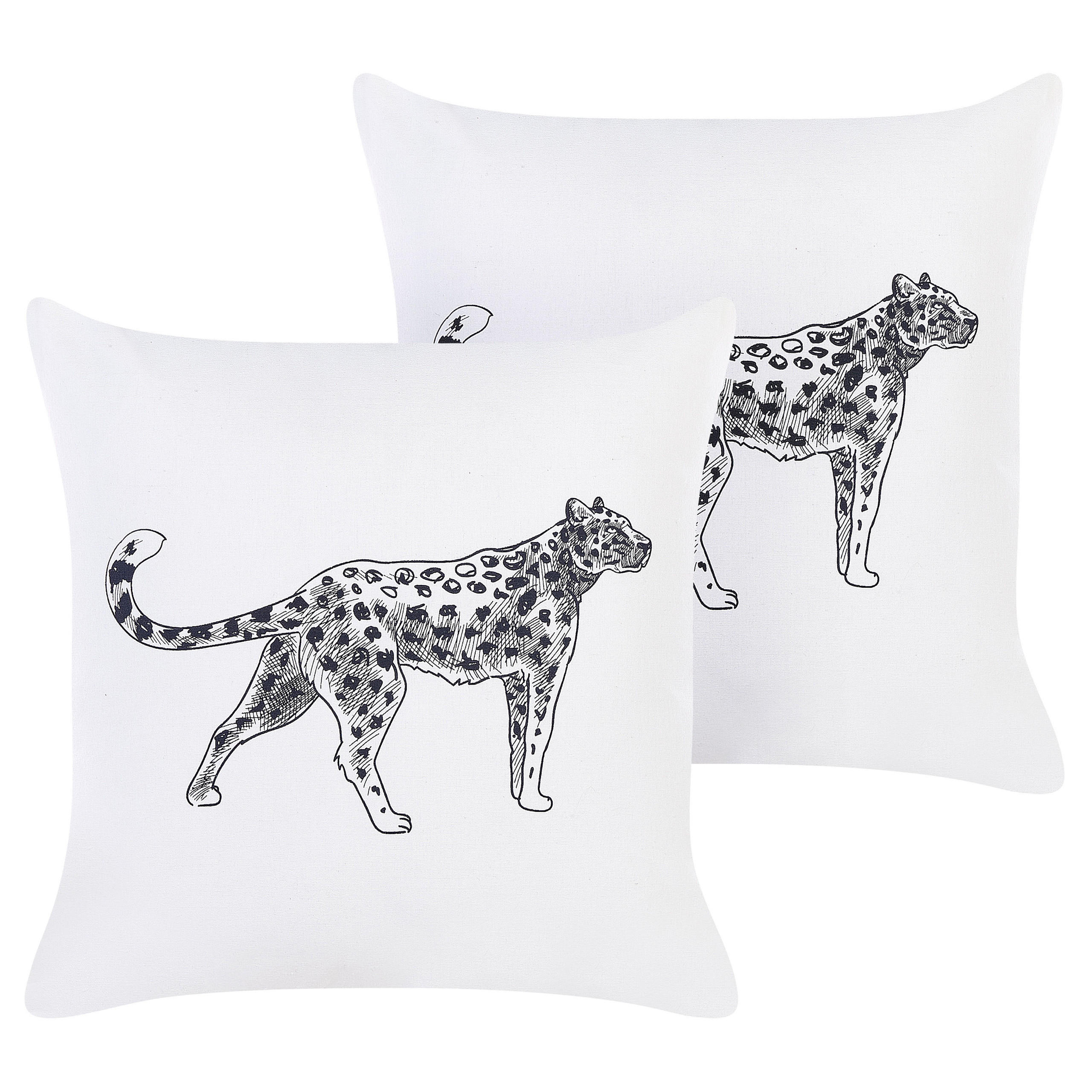 DEKOKISSEN 2er-Set Weiß 45/45 cm Marula - Weiß, Naturmaterialen/Textil (45/45cm) - Beliani