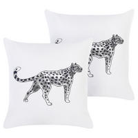 DEKOKISSEN 2er-Set Weiß 45/45 cm Marula - Weiß, Naturmaterialen/Textil (45/45cm) - Beliani