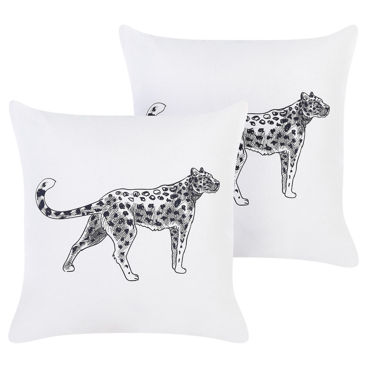 DEKOKISSEN 2er-Set Weiß 45/45 cm Marula - Weiß, Naturmaterialen/Textil (45/45cm) - Beliani