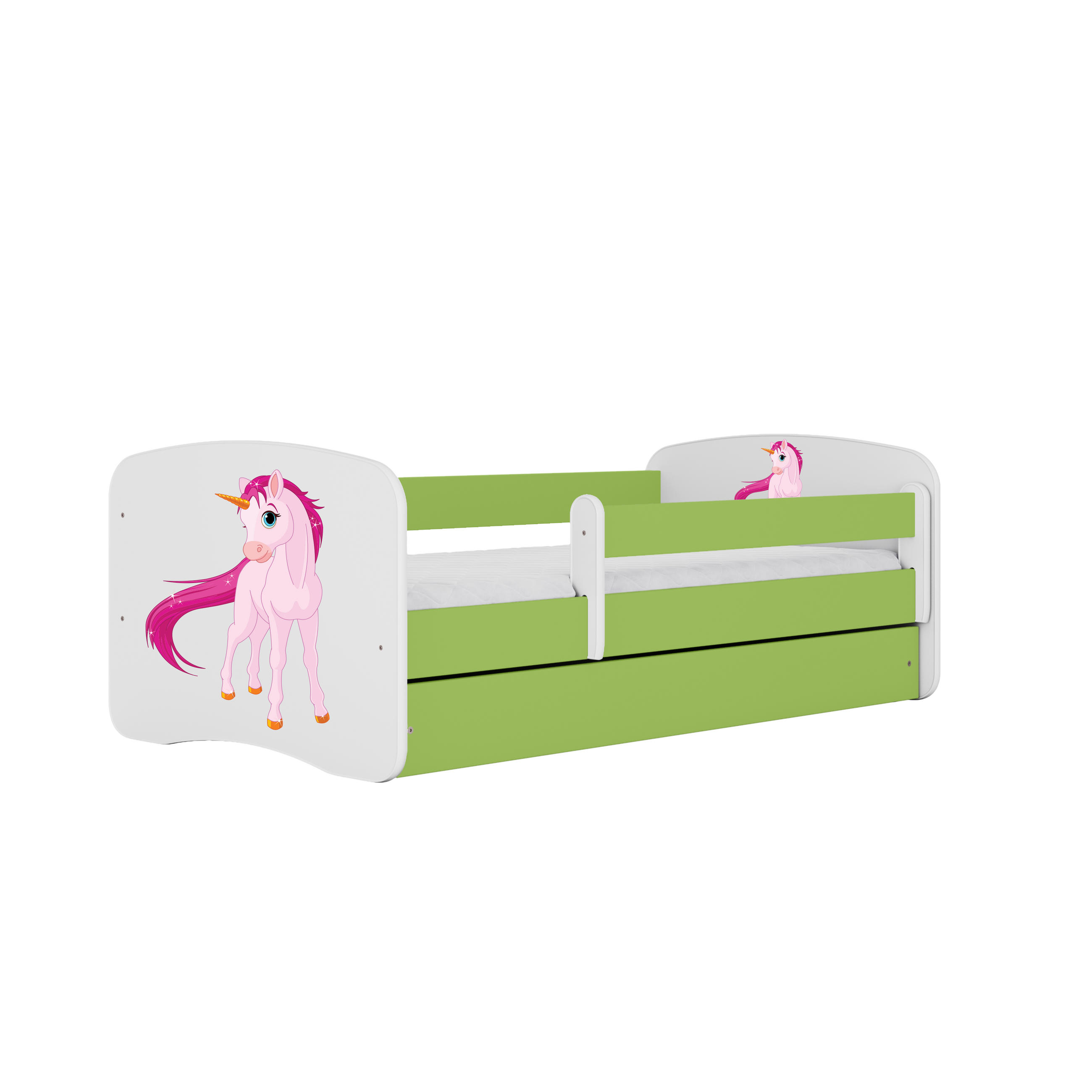 KINDERBETT Einhorn mit Schublade 160/80 90/61/164 - Grün, Holzwerkstoff (80/160cm) - RAUMHIRSCH FURNITURE