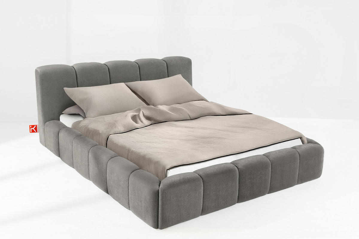 POLSTERBETT OLMIRA - Dunkelgrau/Schwarz, Holz/Holzwerkstoff (182/203cm) - KONSIMO®