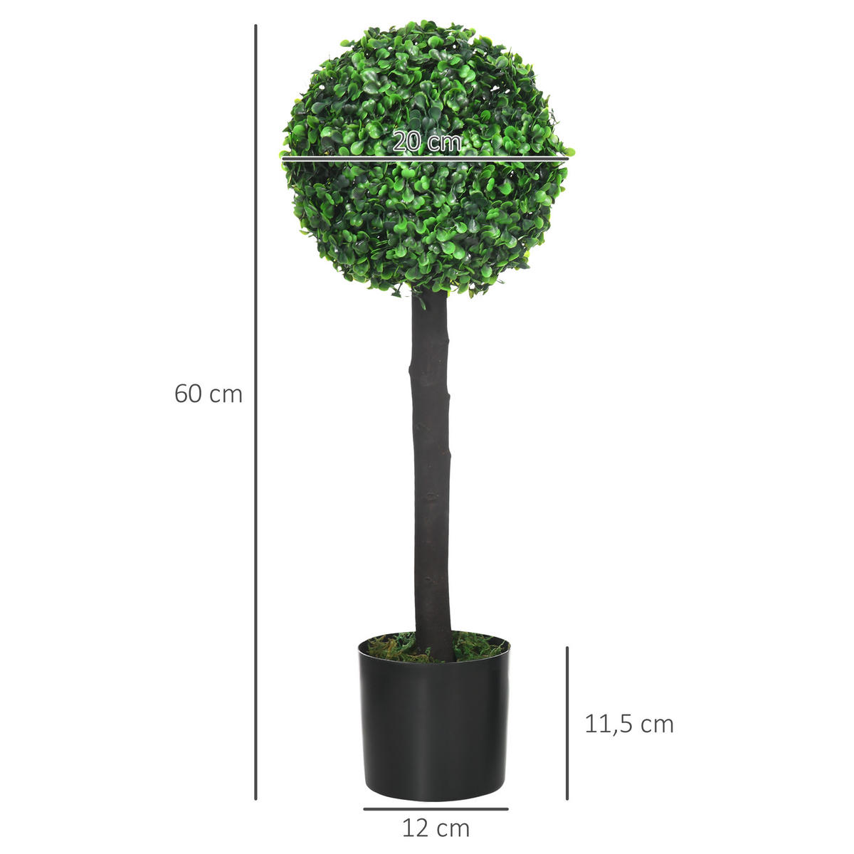 KÜNSTLICHE Pflanzen, PEVA, PE, Grün - Grün, Kunststoff (60cm) - HOMCOM