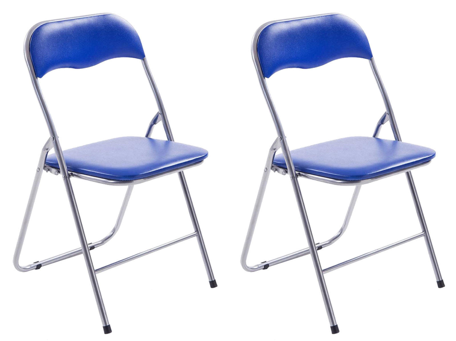 KLAPPSTUHL 2er Set Kunststoff blau/silber - Blau/Silberfarben, Kunststoff/Textil (45/78/45cm) - CLP