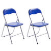 KLAPPSTUHL 2er Set Kunststoff blau/silber - Blau/Silberfarben, Kunststoff/Textil (45/78/45cm) - CLP