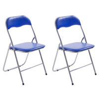 KLAPPSTUHL 2er Set Kunststoff blau/silber - Blau/Silberfarben, Kunststoff/Textil (45/78/45cm) - CLP